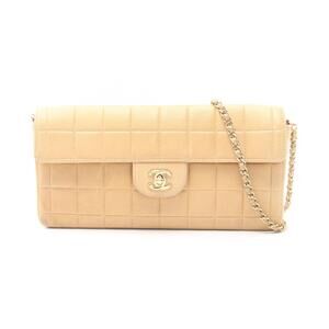 Chanel Chocolate Bar East West Shoulder Bag Lambskin Sheepskin Beige